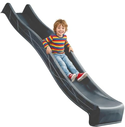 SPIELTURMKING Kinder Rutsche 2,90 m Outdoor Garten Spielgeräte, Anthrazit | Stabile Wasserrutsche für Kinder, Alternative zu Indoor Spielgeräten, Kinderrutsche, Wellenrutsche für Podestöhe 1,50 m