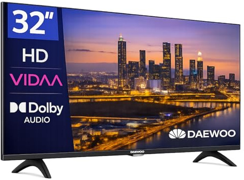 Daewoo 32VB56HV Smart TV 32 Pulgadas HD, HDR10, Dolby Audio, WiFi, HDMI, Diseño Sin Marcos (Frameless), Funciones de accesibilidad, Gama 2026