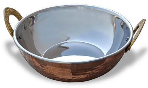 Stylla London® Copper Serving Bowl Indian Karahi Pan Pot Dishes Serve Ware