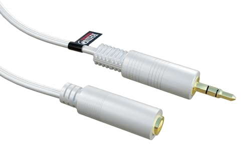 rhinocables 3.5mm Jack Extension Cable (5m, White) | Gold Plated Stereo Male to Female Lead for Smartphones, Headphones & Home Audio