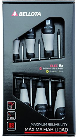Bellota 66291-ELEC - Destornilladores para electricista, Kit de 6 destornilladores de máxima fiabilidad