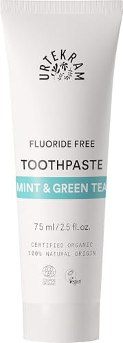 Urtekram Pasta dentífrica sin flúor con menta y té verde - Pasta de dientes - Natural, Bio, Ecológica - 75ml