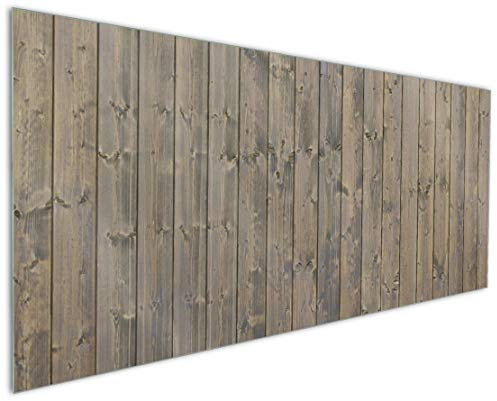 Wallario Küchenrückwand aus Glas 125 x 50 cm, Motiv: Holzpaneelen in grau braun - Holzmuster mit Maserung | Spritzschutz abwischbar & pflegeleicht