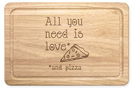 Todo lo que Necesitas Es Amor y Pizza Rectangular Tabla para Picar de Madera