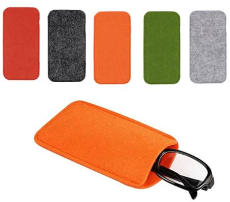 5 Pcs Custodia Occhiali in Feltro, Borsa Portatile Per Occhiali Da Sole E Da Vista, Protezione Da Graffi, Multicolore (Grigio Scuro, Grigio Chiaro, Arancione, Rosso, Verde)