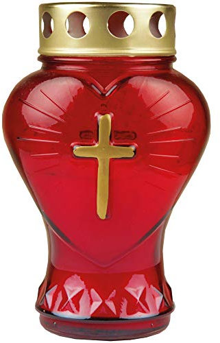 HS Candle Vela para tumba de cristal en forma de corazón (rojo), vela para tumba con 45 h de combustión aprox.