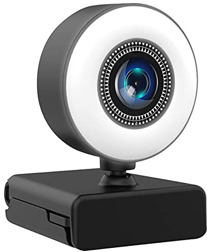 Somikon Webcam mit Licht: Full-HD-USB-Webcam mit LED-Ringlicht, Autofokus, Dual-Mikrofon, H.264 (USB Kamera mit Licht, Mini-Kameras, Home Office)