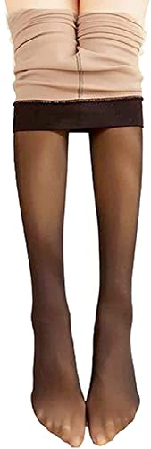 Fioeyr Women Magic Extra Thick Warm Winter Double Fleece Lined Tights Stretch Thermal Translucent Fleece Tights