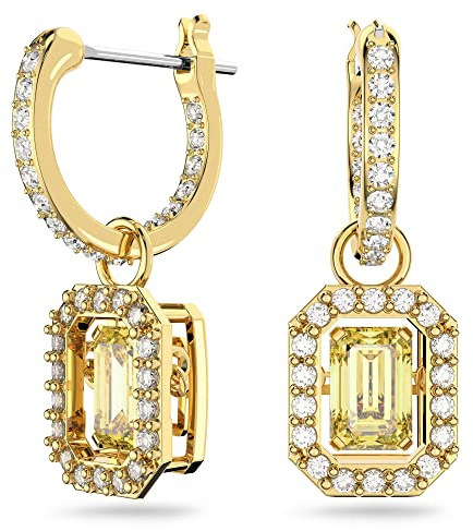 Swarovski Boucles d'oreilles Millenia, cristal clair et jaune dans un cadre plaqué ton or