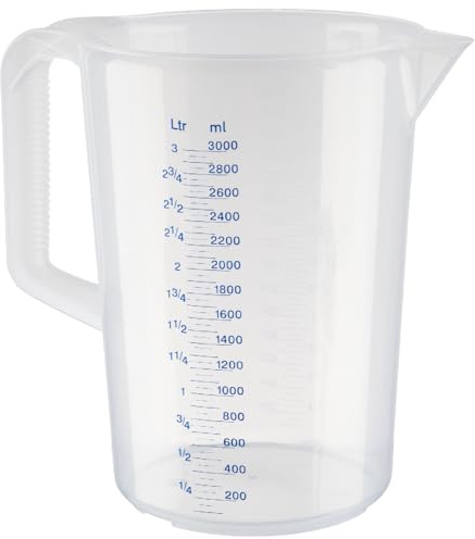 METRO Professional Jarra medidora de 3 l de polipropileno, con mango antideslizante, apta para lavavajillas, transparente, 1 unidad