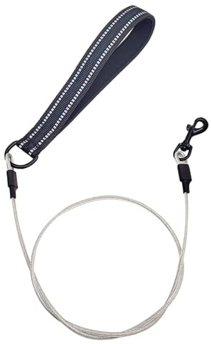 DONGKER Chew Proof Hundeleine, 1m Hundekette Leine Bissfest, Kaufeste Edelstahl Seilleine mit gepolstertem Griff für Große und Kleine Hunde Training