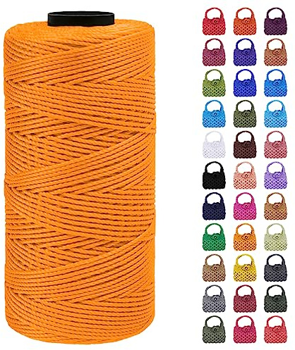 LEREATI Cordino per Borse Uncinetto Filo Macrame 1.5mm x 200m Macrame Corda Macramè Filo Colorata, Cordoncino per Borse a Uncinetto, Fai da Te, Arazzo da Parete (Giallo oro)