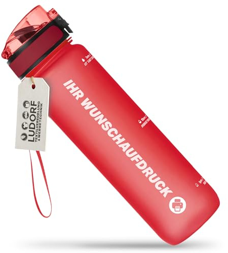 #teamludorf CAMPOS 3.0 Trinkflasche 1L ROT – BPA-frei – Sportflasche für Fitness & Outdoor – personalisierbar – Wasserflasche mit Handschlaufe & Trinkverschluss