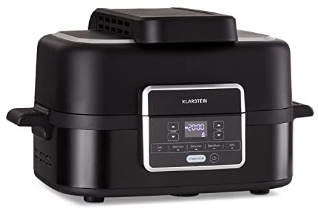 Klarstein 2-in-1 Heißluftfritteuse mit Grill, Airfryer mit Schnellaufheizung 1500W, XL Heissluftfriteuse, Luft Frieuse zum Frittieren, Heißluftfritteuse + Zubehör, Grillplatte, Frittierkorb, Timer, 5L
