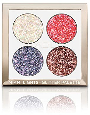 NABLA Miami Lights Glitter Palette | L'iconica palette di 4 tonalità glitter dagli infiniti riflessi | Colori multidimensionali con glitter sottili e chuncky | Alta pigmentazione con una sola passata