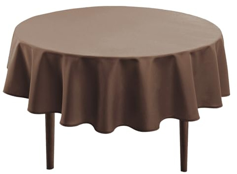 Hiasan Rund fläckbeständig bordsduk, vattentät trädgårdsduk, för matsal, trädgård, fest, picknick, födelsedag, bröllop eller hem, diameter 140 cm brun