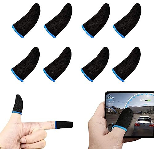 Lot de 8 Mobile Game Finger Sleeves,Gants de Jeu Haute Sensibilité pour Le Pouce et Les Doigts,Manches de Doigt de Jeu Mobile,Anti-Transpiration Respirant, pour Tous Les Jeux et appareils Mobiles