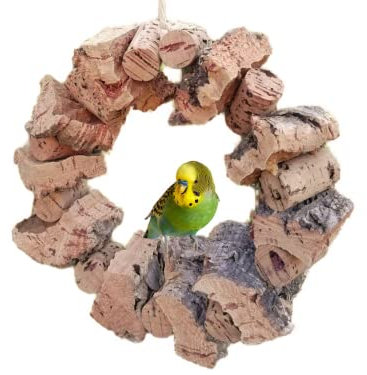 Korkring, großer Knabberring mit Korken und Korkrinde, Wellensittich, kleine Papageien, Nymphensittich
