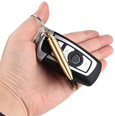 SMOOTHERPRO Mini-Kugelschreiber Schlüsselanhänger Inklusive 5 Ersatzminen für Drinnen und Draußen Farbe Natur (KT463)