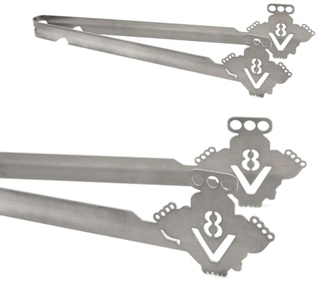 Grill-Zangen.de Motiv V8 Motor Grillzange, spülmaschinengeeignet, Geschenkidee, Männergeschenk, US-Car, Grillgeschenk, Silber, Edelstahl, 31 cm, 1 Stück