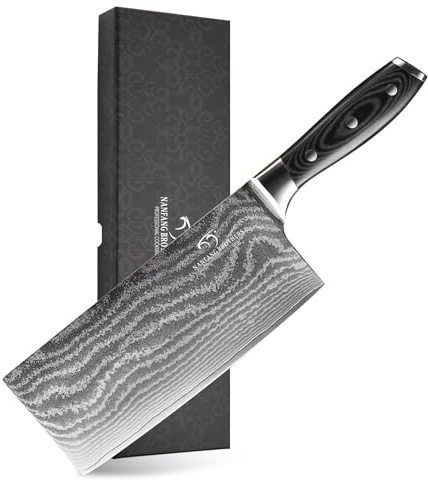 Cleaver Knife, 7 - Chinese Cleaver with VG10 Core Blades, 67-Layer Damascus Steel with Non-slip Micarta Wood Ergonomic Handle, Meat Cleaver for Heavy-Duty Chopping and Slicing
