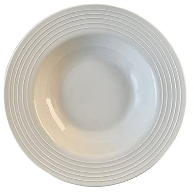 MOOWI Platos Llanos Plato de Pasta de cerámica, tazón de Pasta Blanca Pura, Plato de Sopa for el hogar, Restaurante, cafetería, ensaladera, Plato de Postre Simple, Plato Hondo Redondo Platos Llanos