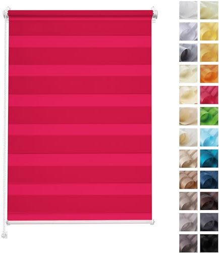 Rettika Doppelrollo Klemmfix ohne Bohren – Himbeermousse – Breite 60 cm, Höhe 120 cm – Duo Rollo für Innenräume, Sichtschutz Fensterrollo mit Lichtregulierung