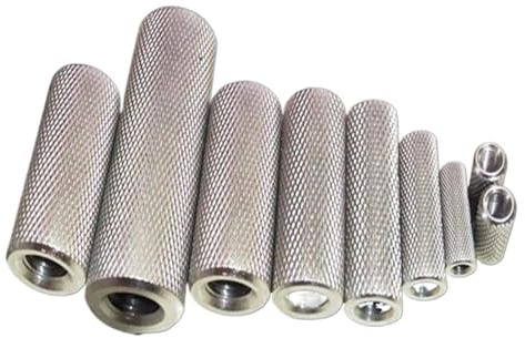 BIGDROP Rändelmutter M4 M5 M6 M8 M10 M12 Edelstahl verlängern lange gerändelte handfest anziehende Überwurfmutter Verbindungsmutter (Color : Silver, Size : M8x35 5pcs)