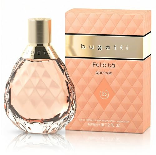 bugatti Felicità Apricot EDP Damenduft 60 ml I Fruchtiger blumiger Damenduft im Glasflakon I Sommerliche Nuancen von Aprikose, Litschi, Hibiskus, Vanille & Moschus I Eau de de Parfum