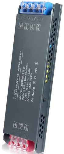 AXFEE 200W Alimentatore LED, Driver LED AC 220V a DC 12V, Slim Transformer | Alimentatore Lampada Led, Trasformatore Costante, Non Dimmerabile, Non Sfarfallante, Non Rumoroso, per Strisce e Lampade LED