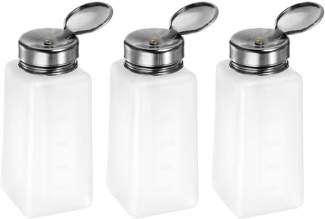 QUARKZMAN 3 st. alkohollösningsmedelsdispenser, 250 ml (8,5 oz) tryckvätska, tätningsmedel i rostfritt stål för aceton, rengöringsmedel, nagellack, vit