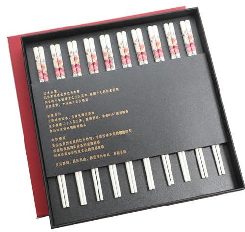 Set di bacchette cinesi in porcellana, confezione regalo, set regalo di bacchette riutilizzabili lavabili in lavastoviglie con custodia, bacchette in ceramica di osso di alta qualità con scatola