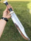 Unique Blades Jagdmesser, Bowiemesser, D2 polierter Stahl, Vollgriff, 45,72 cm Rasierklingenscharf, Handgefertigt, Einzigartiges Geschenk für Männer, Skinner Camping Outdoor (Überlebensmesser)