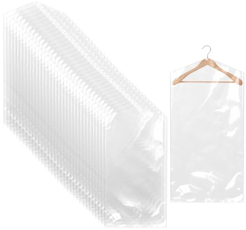 50 Stück Kunststoff Kleiderhüllen Kleidersack 60cm× 90cm transparente Kleiderschutzhülle Garment Bags für Anzüge Sakkos Hemden
