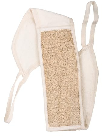 Niyok Massagegurt aus Luffa & Baumwolle für Rücken & Körper 75 cm | Beidseitiger Massagegurt aus Luffa und Baumwolle mit Handschlaufen für Reinigung, Peeling und Massage, plastikfrei