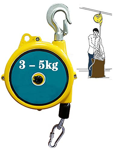 GFAZXDS Adjustable Spring Balancer, Suspended Balancer Tool with Hook and Wire Rope for Assembly-Line and Hydraulic Equipment, Automatic Self-Locking Spring Tensioner(3 to 5kg)
