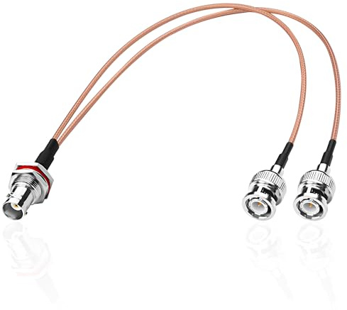 MEIRIYFA RG316 BNC Splitter cavo coassiale BNC femmina a doppio connettore 50 Ohm Y splitter cavo di prolunga per fotocamere, dispositivi video, sistema CCTV (34 cm)