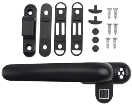 Lot de 2 poignées de fenêtre, poignées de rechange universelles droite/gauche en alliage d'aluminium pour double vitrage, fenêtre et porte de sécurité, noir