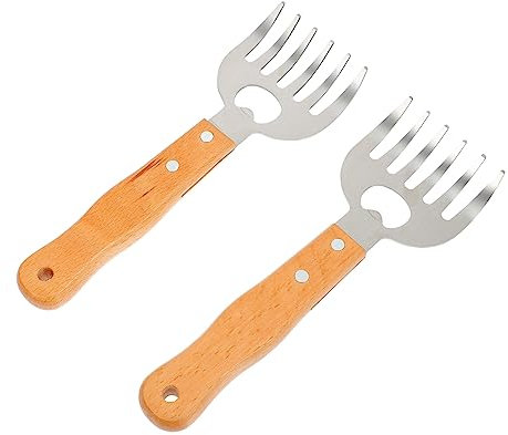 GAROZATION 2 Stück BBQ Fleischkrallen Aus Lebensmittelechtem Edelstahl Hitzebeständig Mit Flaschenöffner Fleischzerkleinerer Für Grill Smoker Slow Cooker