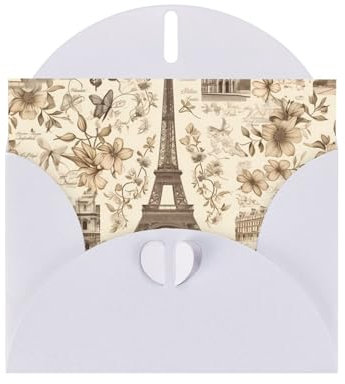 White BROLEO Paris Vintage Postkarte Drucke Grußkarte für Weihnachten, Geburtstag, Valentinstag, Hochzeitstag und Party-Einladungen