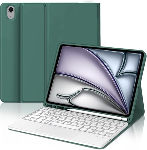 IVEOPPE Trackpad Keyboard Case for iPad Air 11'' M4 2026/M3 2025/M2 2024 | Trackpad Keyboard for iPad Air 4 2020/5th 2022- Detachable Bluetooth Keyboard for iPad Air 11'', UK Layout, Dark Green