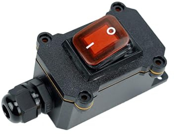 Interruptor basculante de cable en línea con luz indicadora, IP65, caja impermeable, control de encendido/apagado, interruptor basculante para unidades exteriores (B)