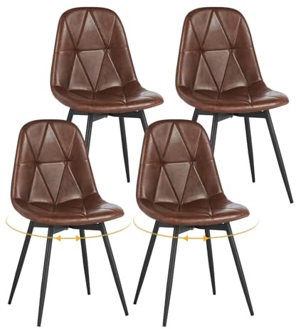 Lestarain Esszimmerstühle 4er Set Drehbar Kunstleder Braun | Gepolstert Ergonomisch Für Esszimmer Metallbeine Polsterstuhl