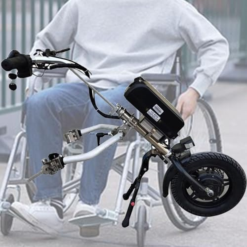 Elektrisches Handbike für Rollstühle, 500 W, elektrisches Handrad für Rollstühle, elektrisches Vorderrad für manuellen Rollstuhl, 3 Geschwindigkeiten/mit Frontlicht, Frontantriebs-Zubehör, Trolley, A