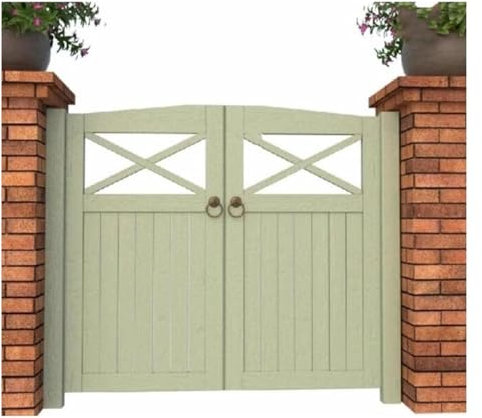 SKINPA Cancello a Battente bidirezionale in Legno massello - Ingresso da Giardino Esterno Rustico carbonizzato, Mezza Altezza Indipendente con Cerniere, Dimensioni Personalizzate 90-150 cm(150x150cm)