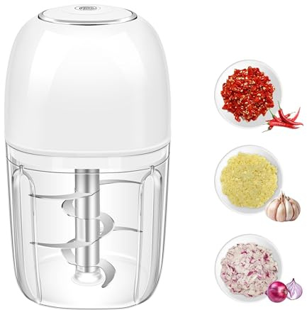 450ML (1.8 Cup) Electric Garlic Chopper, Mini Portable Food Processor, Garlic Grinder Masher for Onion, Ginger, Chili, Fruit, Vegetable, Meat