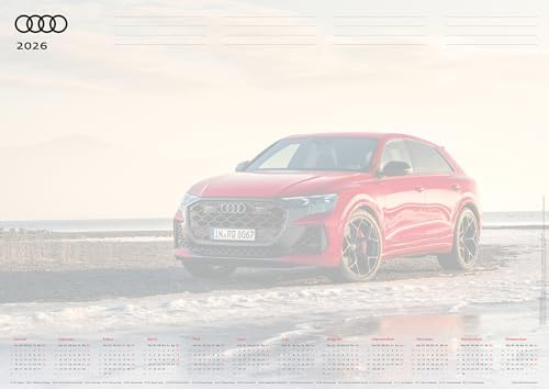 Audi Schreibtischunterlage 2026 mit Kalender - DIN A2-25 Blatt aus Papier zum Abreißen // Officially licensed by AUDI AG // Audi RS Q8 performance/Audi Sport