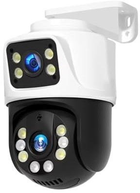 KVBRUI Caméra IP POE 8MP 4K Double Objectif PTZ Double écrans Smart Home 360° Filaire vidéosurveillance IP détection de Mouvement CCTV(1/1.8)