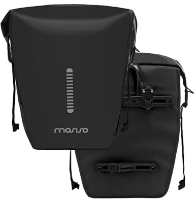 MOSISO 18L Borsa Bici 2 Pezzi Impermeabili Grande Capacita, Borsa Tracolla Bici Portapacchi Posteriore Bauletto con Strisce Riflettenti per Strada Montagna Ciclismo Viaggio Pendolarismo, Nero