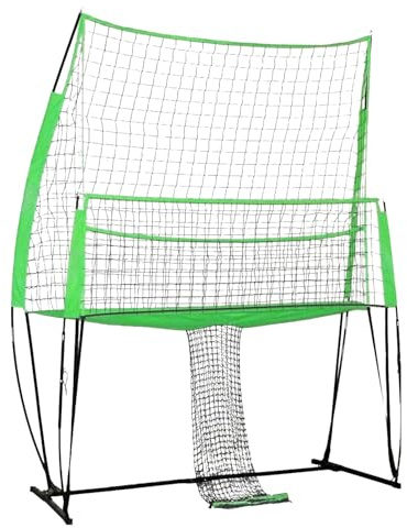 3 in 1 Volleyball Rebounder Netz 2.4 x 3.3m, 4 Verstellbaren höhe, Reboundernetz für Volley Ball Training tragbare Netzstation, für Team- & Einzeltrainin im Innen- und Außenbereich (Grün)